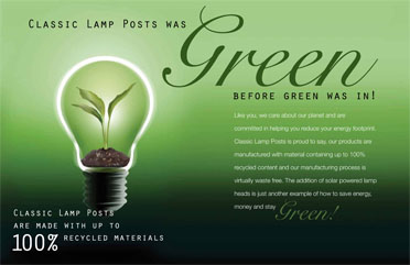 Street Lights manufactured with 100% recycled material